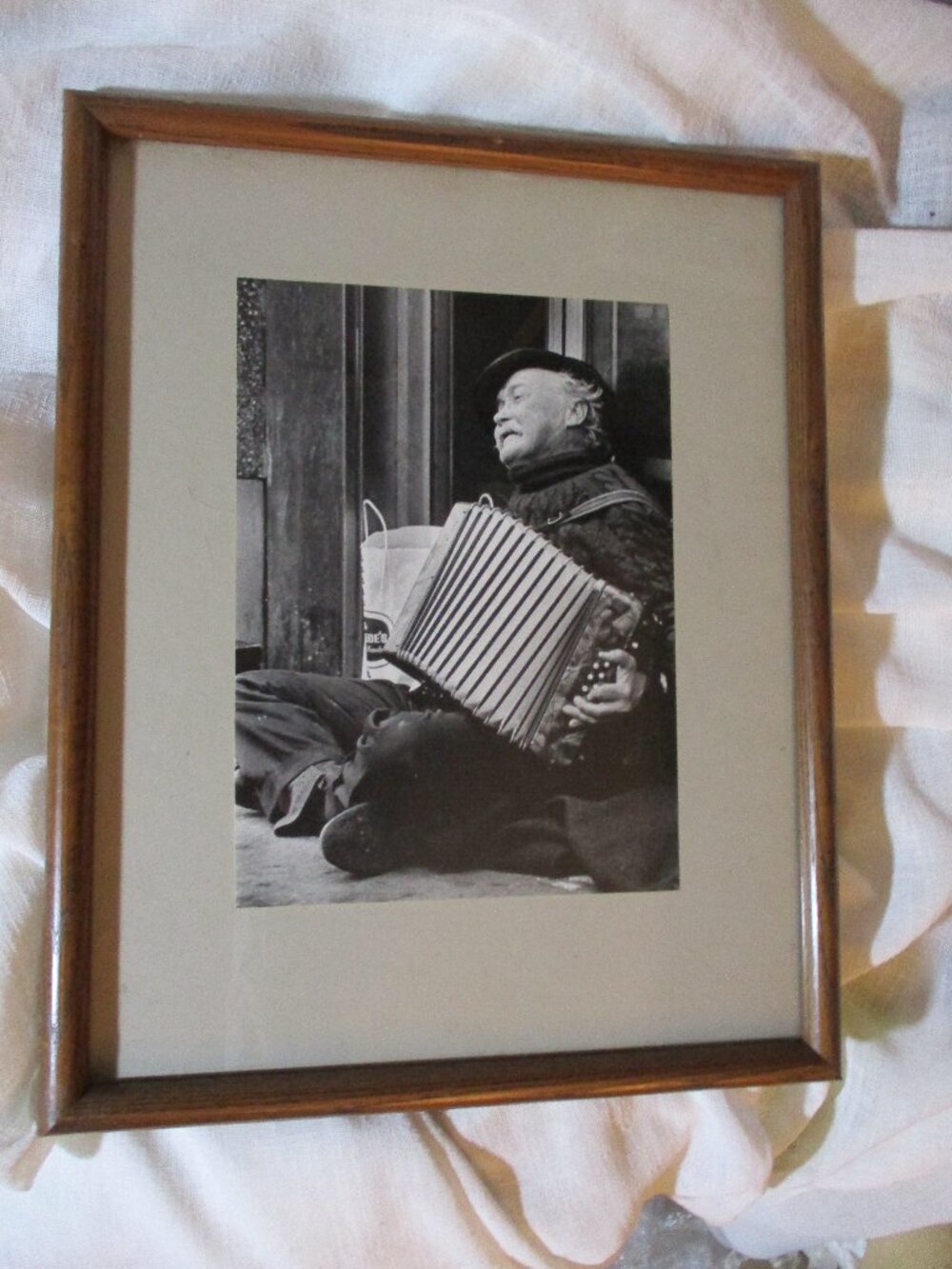 Framed Vintage Asian MAN ACCORDION Street Musician PHOTO Photography Wall ART